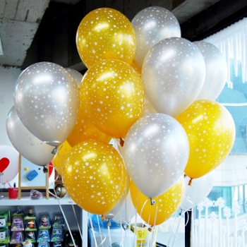 헬륨풍선- 별무늬골드실버[차량배달]