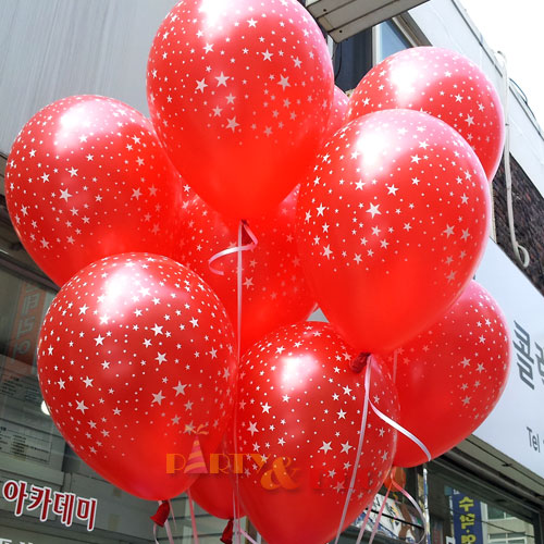 헬륨풍선-별프린팅레드