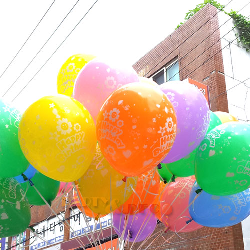 헬륨풍선-스마일생일플라워혼합