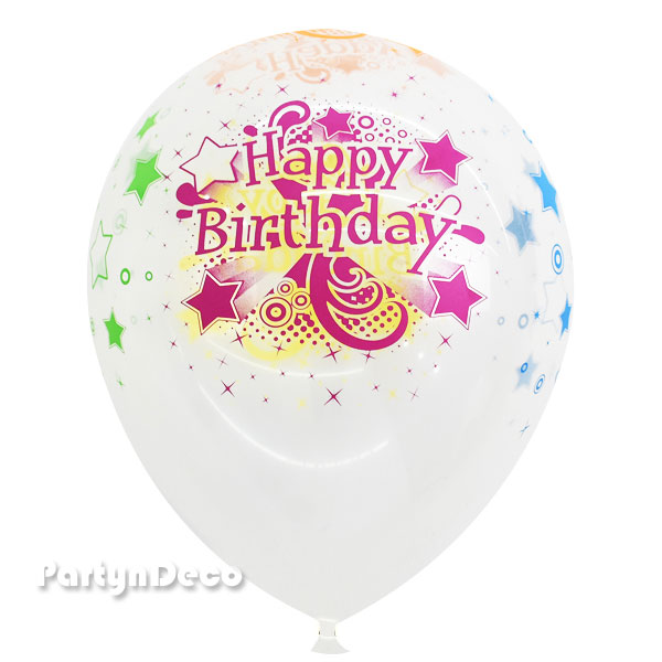 샘퍼30cm생일큰별네온4색인쇄투명풍선(6개입)
