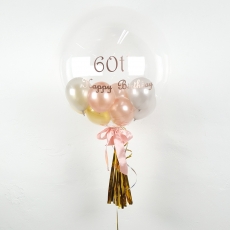 헬륨 버블버블 커스텀벌룬세트(럭셔리골드버블+로즈골드레터링+60cm)