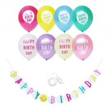 생일 동글이미소 풍선&가랜드파티세트